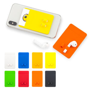 PORTATARJETAS EN SILICONA CON PORTAAUDIFONOS OFERTA