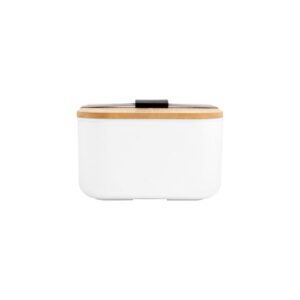 LONCHERA CON TAPA DE BAMBOO BLANCA